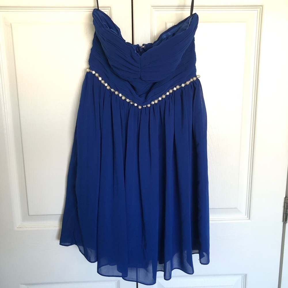 A.Drea Royal Blue Strapless Cocktail Dress Size S